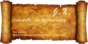 Jakubács Nikoletta névjegykártya